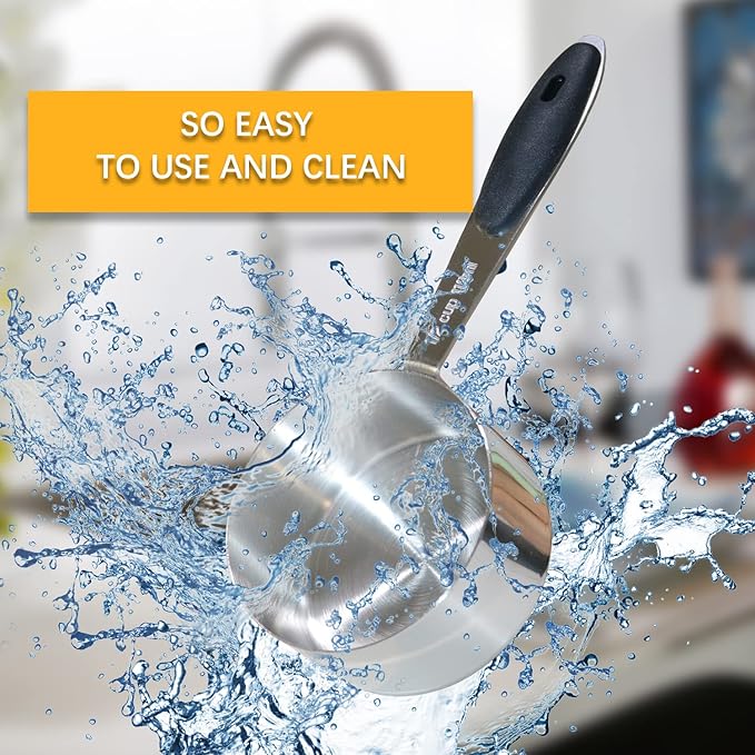 1PCS 1/2Cup (118ml, 4oz) Single Measuring Cup with Black Silicone Grip, Stainless Steel Individual Measure Scoop Only