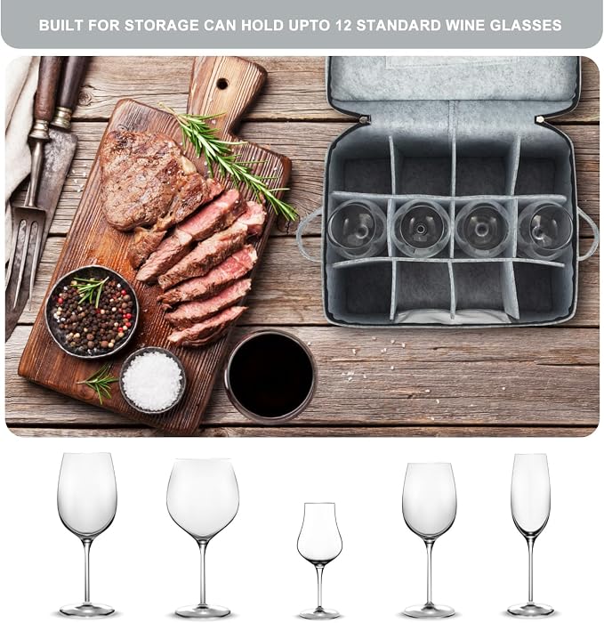 Foyego Wine Glass Storage Box with 24 Dividers, Light Gray, 2 Pack | Visible Window, Soft Handles, for Packing and Moving, Stackable Storage Containers for Stemware, Glassware, Crystal Glasses - Image 6