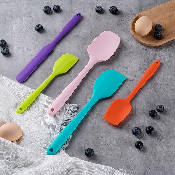 Silicone Spatula Set,5 Piece Food Grade Rubber Spatulas,RED | Spatulas Silicone Heat Resistant for Baking,Cooking,and Mixing High Heat Resistant Non Stick Dishwasher Safe BPA-Free - Image 7