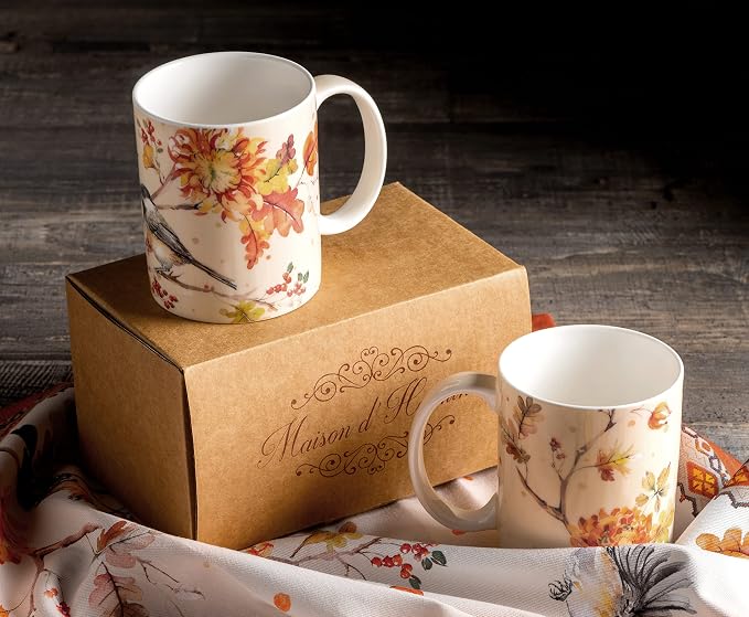 Maison d' Hermine Coffee Mug with Handles Tea Cups (12 Ounce, Pack of 2) | Fine Bone China Coffee Mugs for Hot Beverages Cappuccino Latte Home Restaurant Hotel Spring Summer -Kelim - Prairie - Image 9