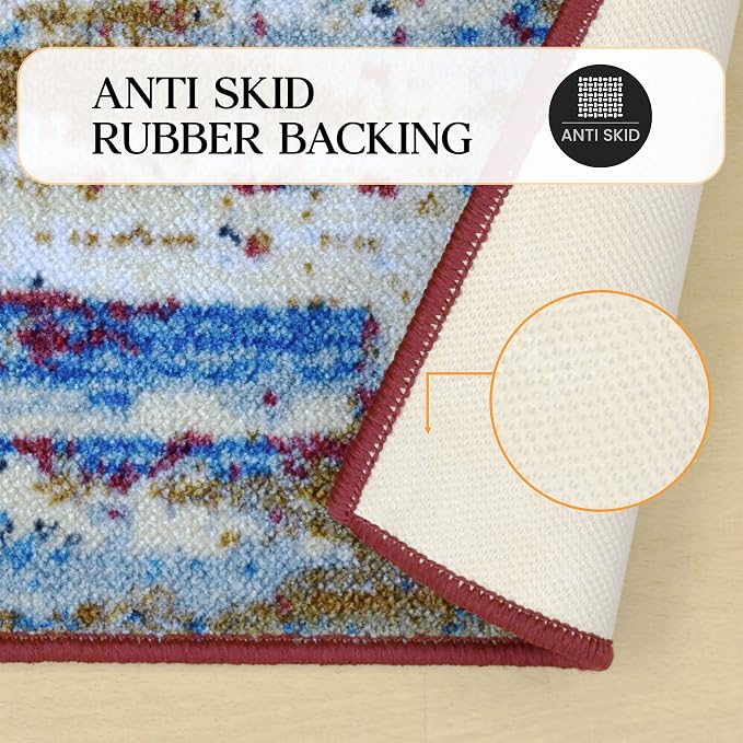 Superior Indoor Non-Slip Area Rug, Modern Home Floor Decor, Throw for Living Room, Bedroom, Office, Entryway, Kitchen, Dining, Foam Backed Rugs, Arona Collection - 2' 7'' x 6', Multicolor - Image 6