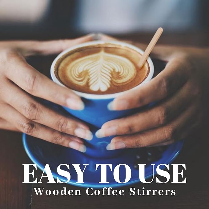 ANTETOK Wooden Coffee Stirrers - Coffee Stir Sticks 5.5 Inch,100pcs Individually Wrapped Disposable Swizzle Sticks,Swizzle Drink Sticks for Coffee,Tea,Cocktail and Hot Chocolate - Image 5