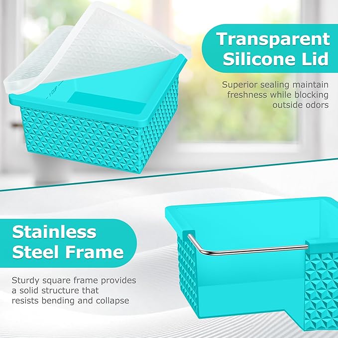 Silicone Freezer Tray with Lid-Stackable Soup Freezer Container Molds,2-Cup Ice Cube Trays for Perfect Portion Control,Food Storage & Meal Prep,Oven & Dishwasher Safe-4 Pack