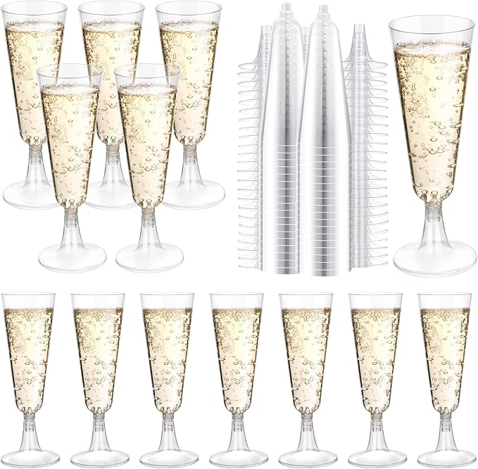 SUREHOME Plastic Champagne Flutes 200 Pack Champagne Glasses Disposable Mimosa Glasses 5 Oz Crystal Clear Plastic Flutes for Party Drinking Cocktail Cups Acrylic Wedding Toasting Glasses Flutes Bulk by SUREHOME