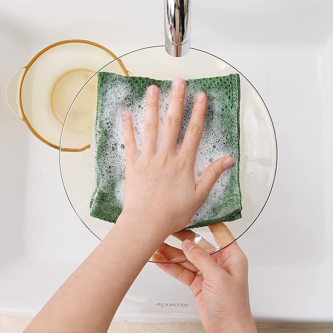 Homaxy 100% Cotton Waffle Weave Kitchen Dish Cloths 12-Pack, Grass Green | 12 x 12 Inches, Ultra Soft Absorbent Dish Towels, Quick Drying Dish Rags with Hanging Loop - Image 4