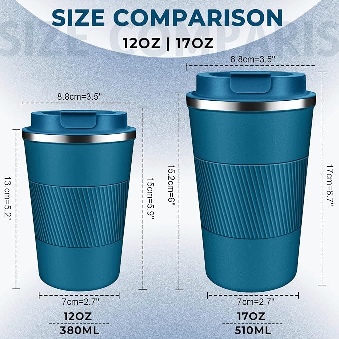 Insulated Coffee Tumbler 12 oz, Stainless Steel Coffee Mug with Lids, Travel Coffee Mug Leak Proof, Double Wall Vacuum Insulated Reusable Coffee Cup, Keep Drinks Hot and Cold (Deep Teal, 12 Ounces) - Image 2