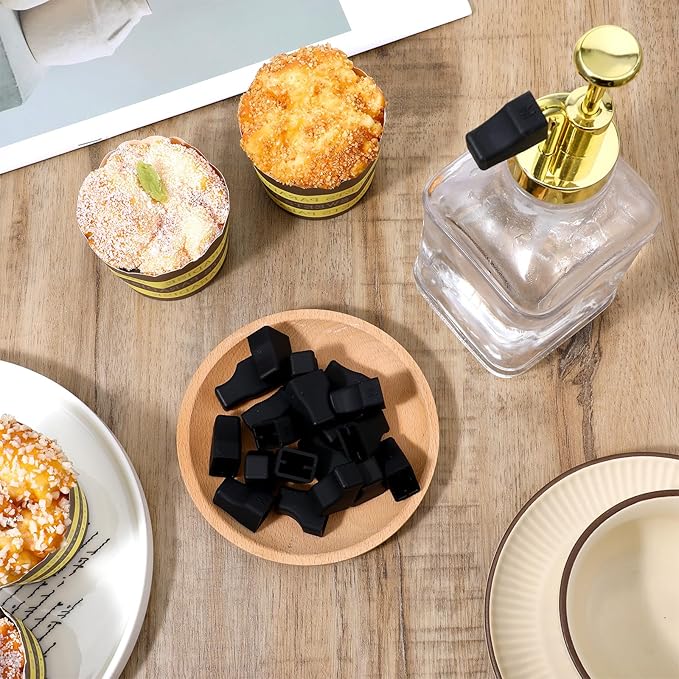 20PCS Coffee Syrup Pump Tip Covers, Black Rubber Caps Fits for Syrup Pump, Portable Practical Pourer Cap for Pour Dispenser Oil Liquor Bottle Clean Preserved