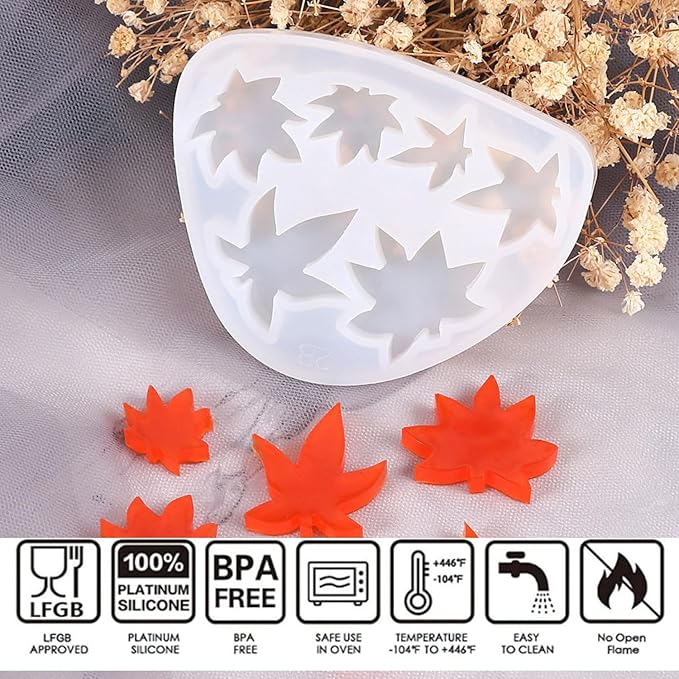 3 Pcs Fall Silicone Molds,14 Cavities Autumn Branches and Maple Leaves Thanksgiving Chocolate Molds,Funny 3D Chocolate Candy Molds for Soap Pudding Jelly Making