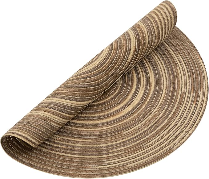SHACOS Round Placemats Set of 6 Washable 15 inch Variegated Braided Round Place Mats Kitchen Table Mats (Rainbow Brown, 6) - Image 6