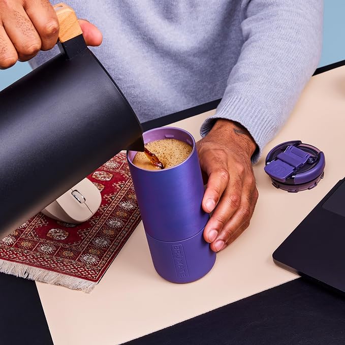 BrüMate Strova 18oz 100% Leakproof Insulated Coffee Mug | Ceramic-Lined Interior | Built-In Silicone Sleeve for Travel | Locking Flip Lid (Glacier) - Image 4