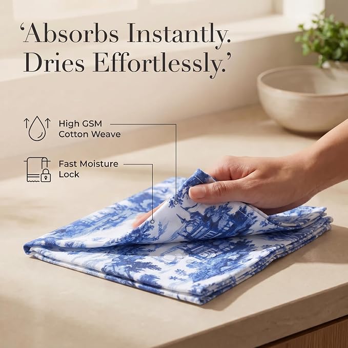 Urban Villa Cloth Napkins Cotton 20x20 (Set of 12) Toile Blue - Image 3