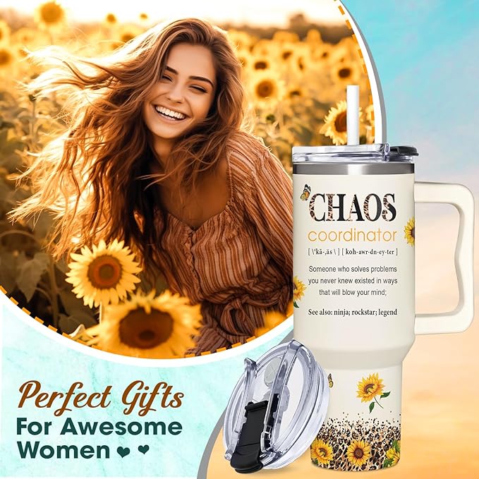 Administrative Professional Day Gifts - Thank you Gift for Boss lady, Assistant, Secretary - Chaos Gifts For Women - Admin Professionals Day Gift - Tumbler 40oz With Handle