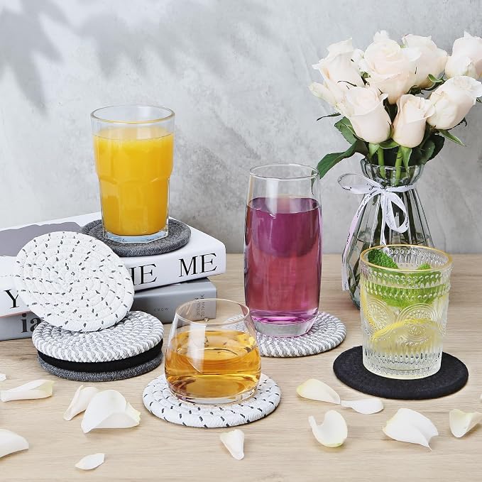 Coasters Set of 8, Absorbent Coasters for Drinks, Living Room Decor, Coffee Table Decor, Bar Accessories for The Home Bar Set (Grey Without Holder) - Image 6