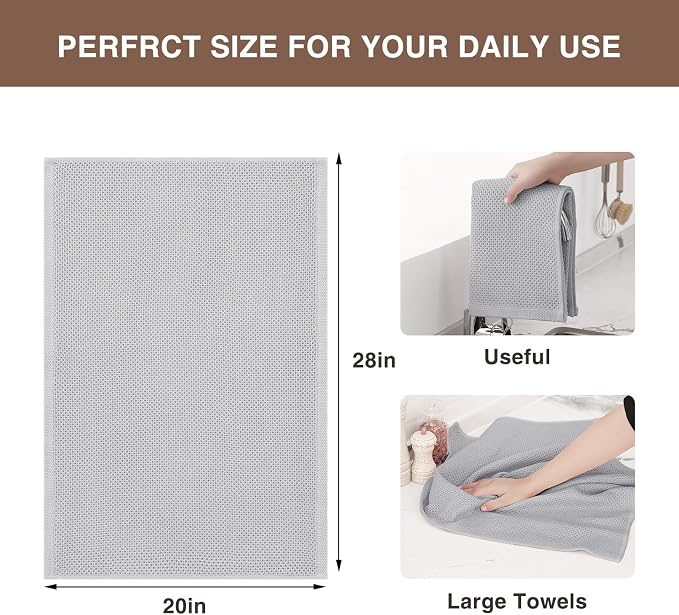 Homaxy 100% Cotton Oversized Waffle Weave Kitchen Towels 6-Pack, Light Gray | 20 x 28 Inches, Ultra Soft Absorbent Dish Towels, Quick Drying Large Cleaning Towels - Image 3