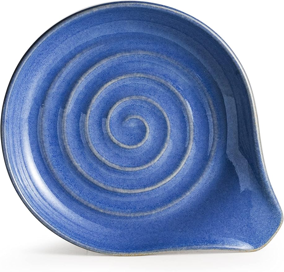 Spoon Rest, Large Ceramic Spoon Holder for Stove Top, Heat-Resistant Cooking Spoon Rest for Kitchen Counter Decor, 5 Inches, Blue - Image 2