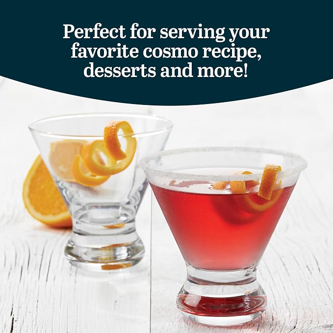 Libbey Cosmopolitan Stemless Martini Glasses, 8.25 Oz Dishwasher Safe Martini Glasses Set of 4, Martini Cups Set for Wedding Registries and More - Image 4