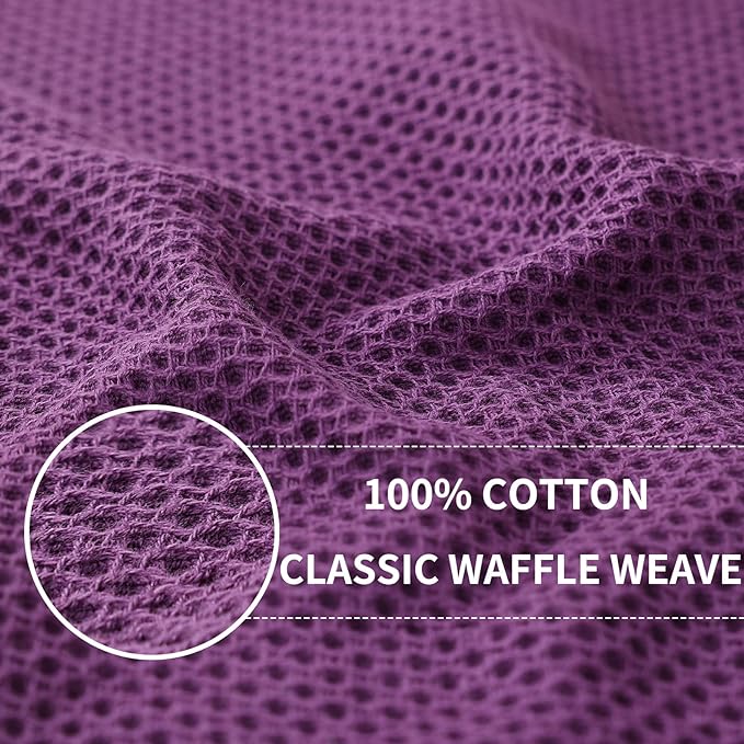 Homaxy 100% Cotton Waffle Weave Kitchen Dish Cloths 6-Pack, Purple | 12 x 12 Inches, Ultra Soft Absorbent Dish Towels, Quick Drying Dish Rags with Hanging Loop - Image 2
