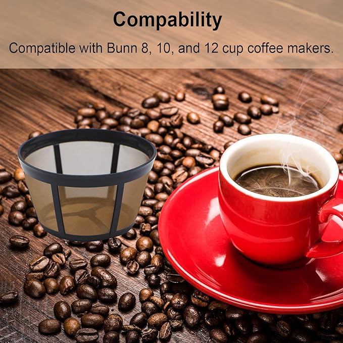 2 Pack Reusable Coffee Filter Replacement for BUNN 8 10 12 Cup Coffee Maker and Brewer Series BX, BTX, GRX, NHB, NHS, ST, HG & H
