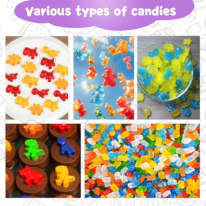 Gummy Candy Molds - Silicone Gummy Bear/Dinosaur/Animal Snack Molds for Kids With Dropper-Non-stick and Bpa Free for Mini Candy Chocolate Gummies Baking