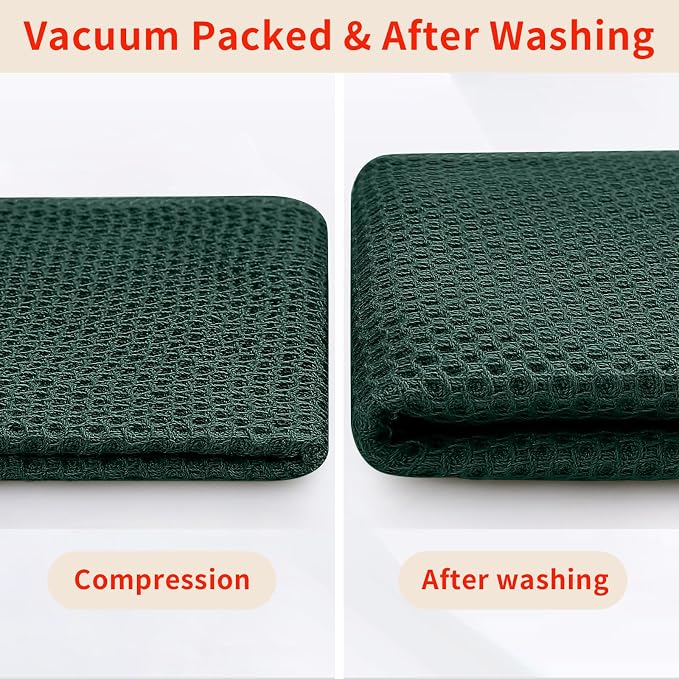 Homaxy 100% Cotton Oversized Waffle Weave Kitchen Towels 8-Pack | Blackish Green, 20 x 28 Inches, Ultra Soft Absorbent Dish Towels, Quick Drying Large Cleaning Towels - Image 8