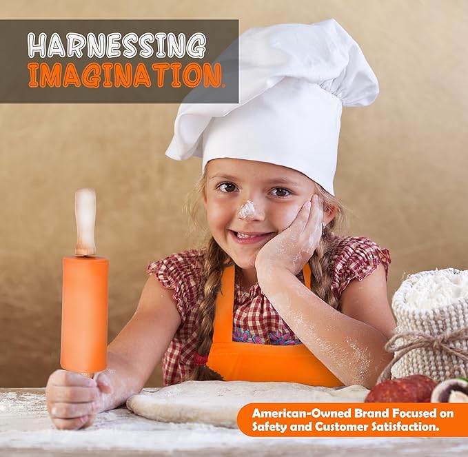 PERLLI Kids Real Cooking Set for Cooking and Baking – 31 Pc. Gift for Junior Chef with Real Utensils, Case & Safe Kids Knife Set for Boys & Girls – Fine Motor Skills & Fun for Children Ages 6+, Orange