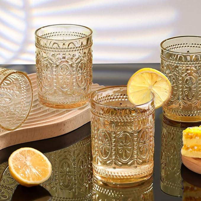 Darlion Amber Glassware, Vintage Drinking Glasses, 10oz Amber Glass Cups | Food Grade Glass, Lead-Free Glass, Durable&Sturdy, Vintage Decoration - Image 7