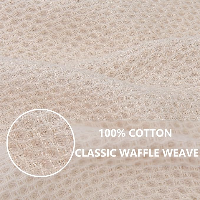 Homaxy 100% Cotton Waffle Weave Kitchen Dish Cloths 24-Pack, Beige | 12 x 12 Inches, Ultra Soft Absorbent Dish Towels, Quick Drying Dish Rags with Hanging Loop - Image 2