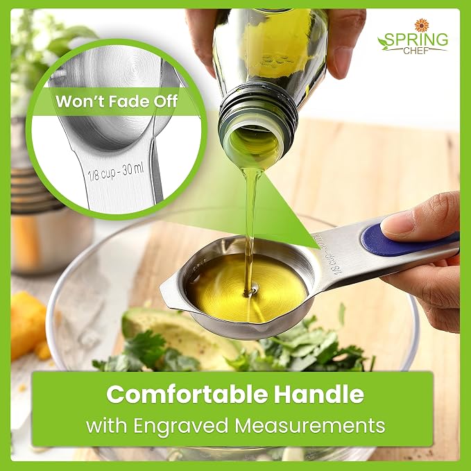 Spring Chef Magnetic Measuring Cups & Spoons Set of 15, Mountain Sunrise | Patented Nesting Stainless Steel Measuring Cups & Heavy Duty Metal Measuring Spoons w/ Levelers for Dry & Liquid Ingredients - Image 3