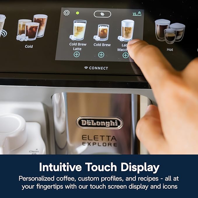 De'Longhi Eletta Explore Espresso Machine with Coffee Grinder, Milk Frother | #1 Worldwide Espresso Machine Maker, 50+ One-Touch Recipes, Travel Mug, Hot & Cold Frother, Built-in Grinder, 4 User Profiles - Image 5