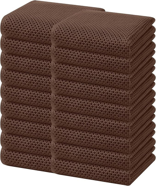 Homaxy 100% Cotton Waffle Weave Kitchen Dish Towels 18-Pack, Coffee | 13 x 28 Inches, Ultra Soft Absorbent Dish Towels, Quick Drying Cleaning Towels by Homaxy