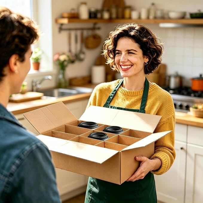 4 Sets Moving Boxes with Divider Kits, 12.5x12.5x4.5 Inches Glassware Dish Packing Boxes Includes 16 Corrugate Dividers & 36 Foam Pouches, Kitchen Moving Boxes for Shipping, Storage, Coffee Mugs - Image 8