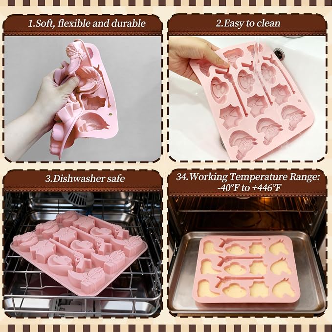 Western Theme Silicone Molds, 2-Pack Cowboy Chocolate Mold 15-Cavitiy | Cowboy Candy Molds with Hat Boot Horse for Cake Decorations Ice Cubes Gummy Cookies Jelly Soaps Candles - Image 6