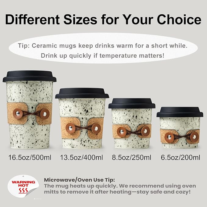 Coffee Travel Mug, Spill Proof Coffee Tumbler Coffee Cup with Lids | Spill Proof Large Tea Mug, Reusable Camping Latte Mugs, Microwave & Dishwasher Safe, Coffee Gifts for Men & Women, 13.5oz - Image 8