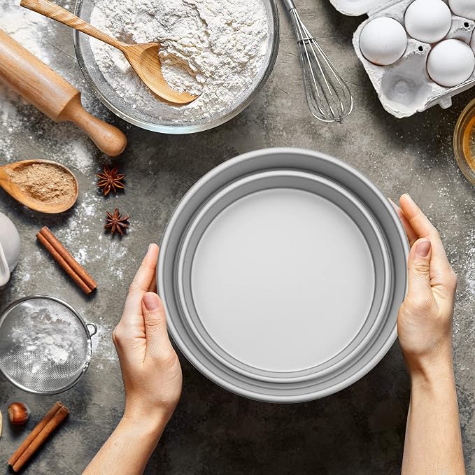 Round Cake Pans, Includes 6" x 2" and 9" x 2" Anodized Aluminum Cake Pans, 2pc Baking Tin Set - Image 6
