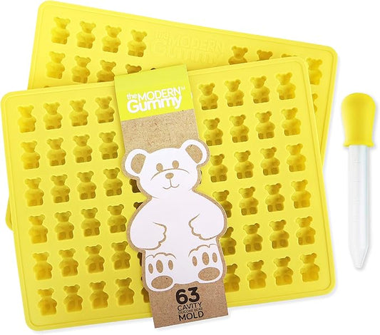 CLASSIC size GUMMY BEAR Candy Molds by The Modern Gummy; 2 Trays and 1 Dropper; SILICONE; Used to shape Jelly, Gelatin, Chocolate, Ice, Soap, Candy