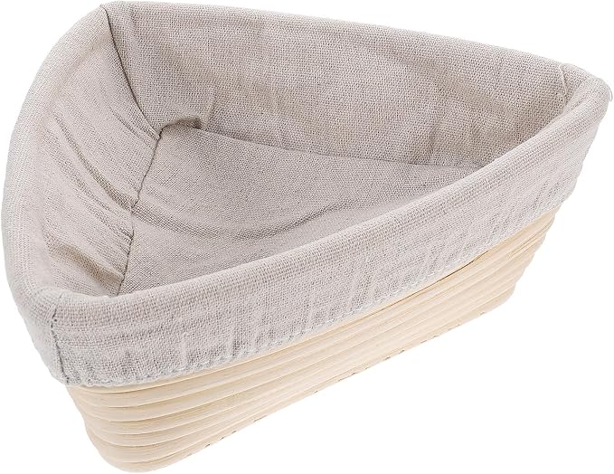 Bread with Vine and Fabric Material Proofing Basket Hand Woven Triangular Non-stick Bread Baking Tool with Cover for Home and Bakery Use by HAKIDZEL