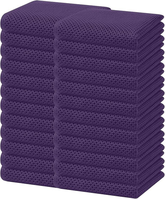 Homaxy 100% Cotton Waffle Weave Kitchen Dish Towels 24-Pack, Eggplant | 13 x 28 Inches, Ultra Soft Absorbent Dish Towels, Quick Drying Cleaning Towels by Homaxy