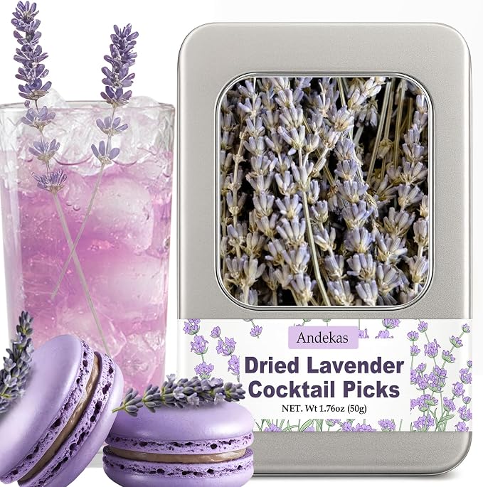 130+ Edible Lavender Sprigs for Cocktails & Cake Garnish, 6.69" Culinary Grade Lavender Sticks for Tea, Cooking & Decor – 1.76 oz (50g) Food-Grade Flowers for Wedding, DIY & Gifting by Andekas