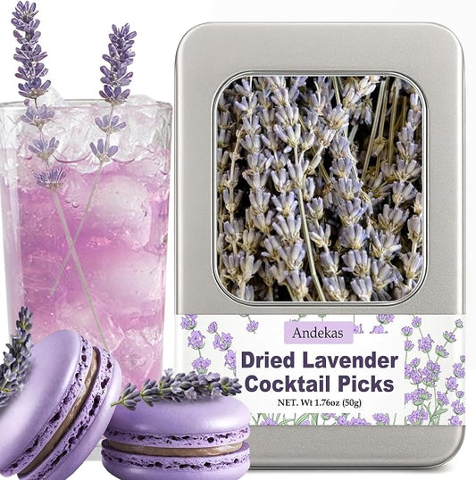 130+ Edible Lavender Sprigs for Cocktails & Cake Garnish, 6.69" Culinary Grade Lavender Sticks for Tea, Cooking & Decor – 1.76 oz (50g) Food-Grade Flowers for Wedding, DIY & Gifting by Andekas
