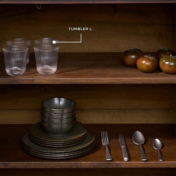 Serax Large Whiskey Glasses Drinking Set of 4 | Inku Glassware by Sergio Herman | Clear Glass Tumbler Cups without Lids | Home Essentials, Cocktail Glasses | Whisky, Beer, Juice, Water - Image 5