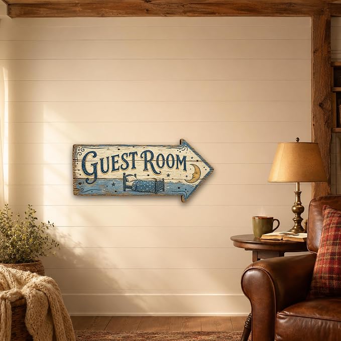 Guest Room Right-Pointing Arrow Sign | barnwood look, rustic, durable print, ready to hang - Image 5