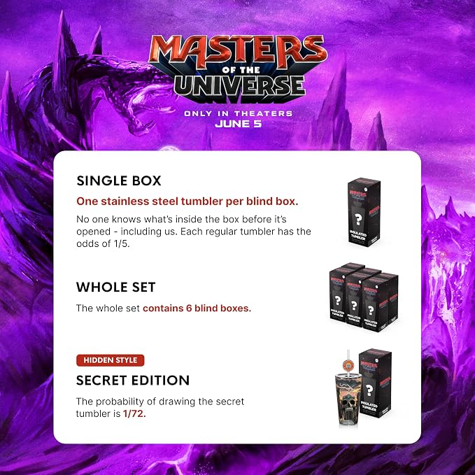 Dragon Glassware x Masters of the Universe (MOTU) Blind Box Tumbler, 16 oz | Vacuum Insulated Stainless Steel Tumbler with Straw & Lid; With Straw Topper; Official Masters of the Universe 2026 Movie Cup - Image 6