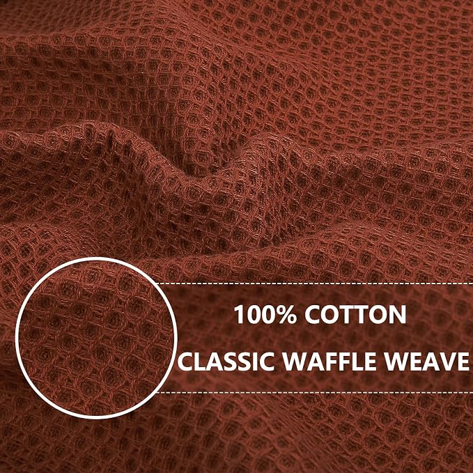 Homaxy 100% Cotton Waffle Weave Kitchen Dish Towels 8-Pack, Rust | 13 x 28 Inches, Ultra Soft Absorbent Dish Towels, Quick Drying Cleaning Towels - Image 2