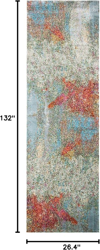 SAFAVIEH Luxor Collection Runner Rug - 2'2" x 11', Ivory & Blue, Handmade Modern Abstract, Ideal for High Traffic Areas in Living Room, Bedroom (LUX312A) - Image 2