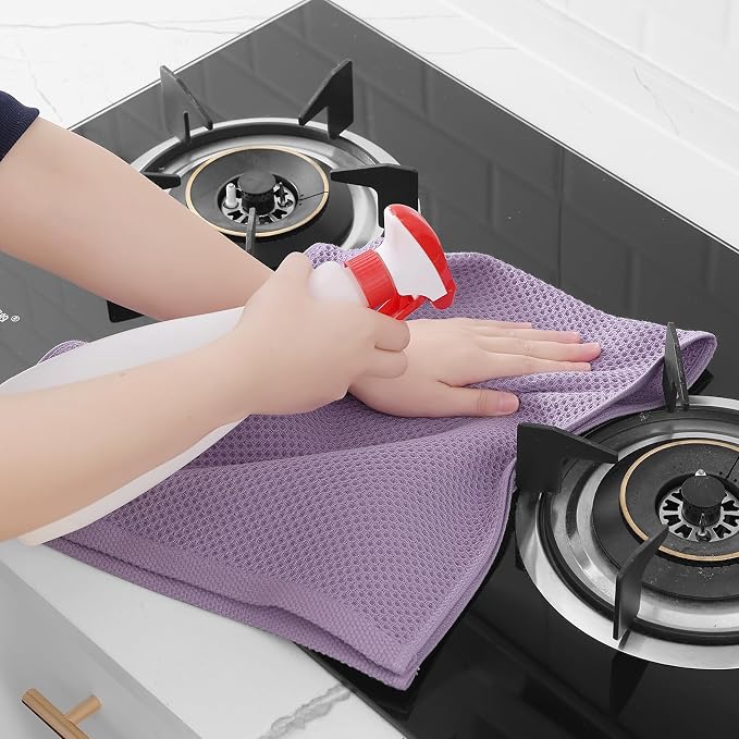 Homaxy 100% Cotton Waffle Weave Kitchen Dish Towels 4-Pack, Lavender | 13 x 28 Inches, Ultra Soft Absorbent Dish Towels, Quick Drying Cleaning Towels - Image 5