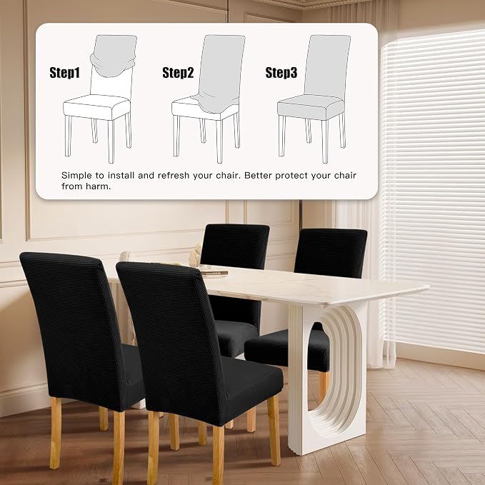 BIETYONE Waterproof Dining Chair Covers, Stretch Seat Protector, Washable | 4 Pack, Waterproof, Spill Resistant, Washable, Stretch Fit, Easy Clean Chair Protector - Image 3