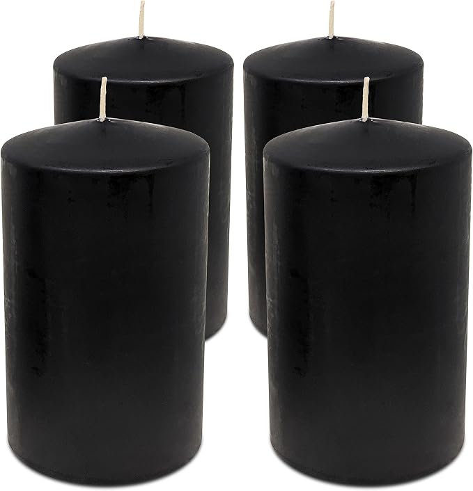 Hyoola Black Pillar Candles 2x4 Inch - 4 Pack Unscented Pillar Candles - European Made - Image 2