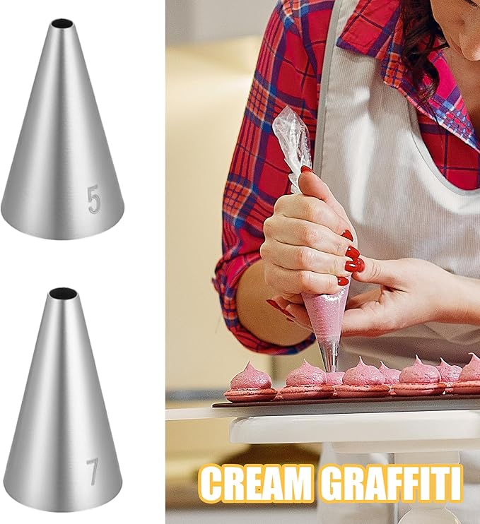 Round Piping Tips, 7 Pcs Small Piping Tips Stainless Steel for Baking, Decorating, Frosting, Icing (7 Sizes)