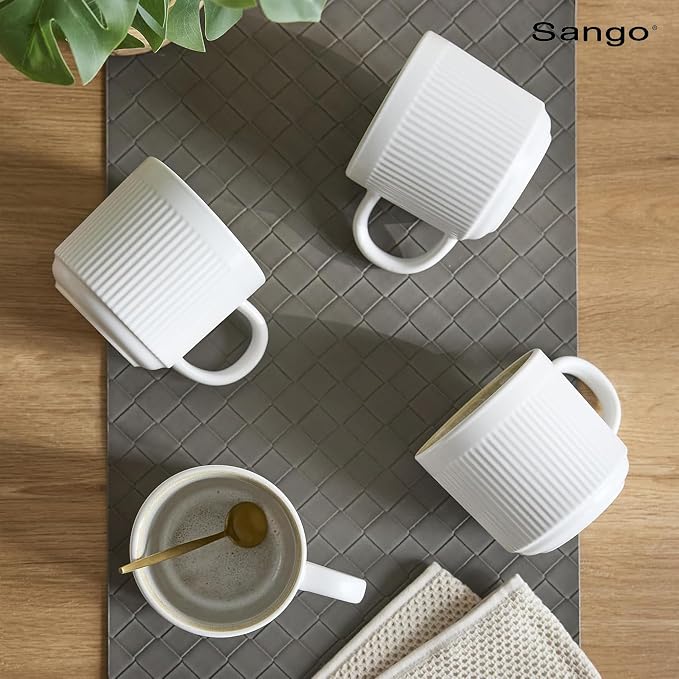 SANGO Anderson Cream Coffee Mugs Set of 4, 16.5 oz Stoneware Coffee Mug Set, Big Ceramic Tea Cup with Reactive Glaze for Cappuccino, Latte, Large Coffee Cups with Handle, Microwave & Dishwasher Safe - Image 9