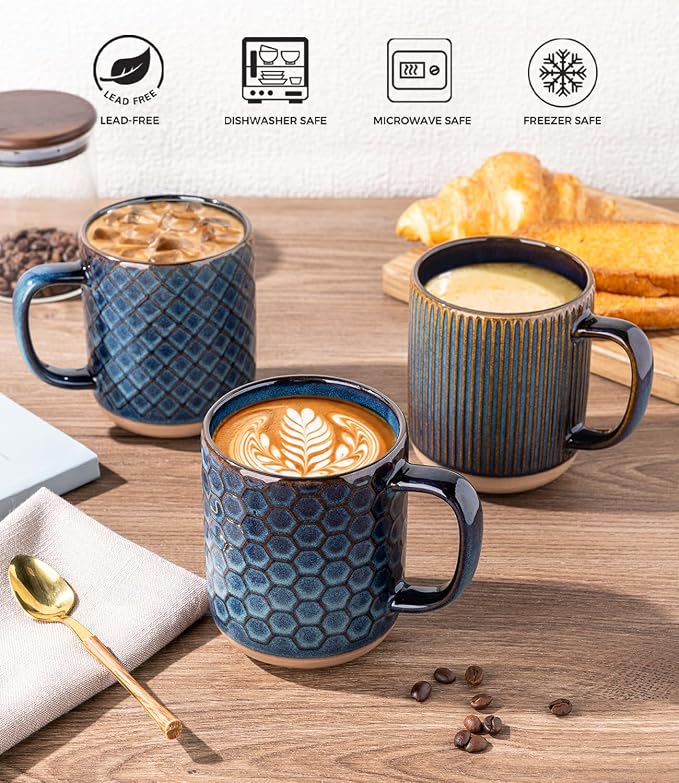 GBhome 16oz Coffee Mugs Set of 4, Large Stoneware Coffee Mugs, Dishwasher & Microwave Safe - Image 6